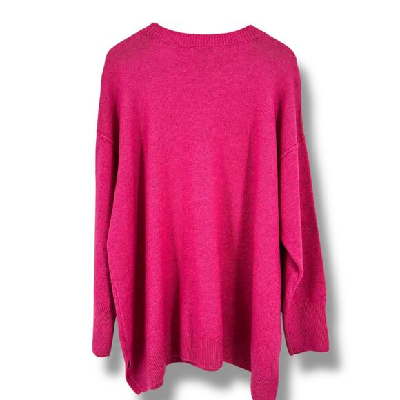 CeCe Studded Rhinestone Pullover Sweater Plus Size 3X Hot Pink Drop Shoulder - Picture 5 of 7
